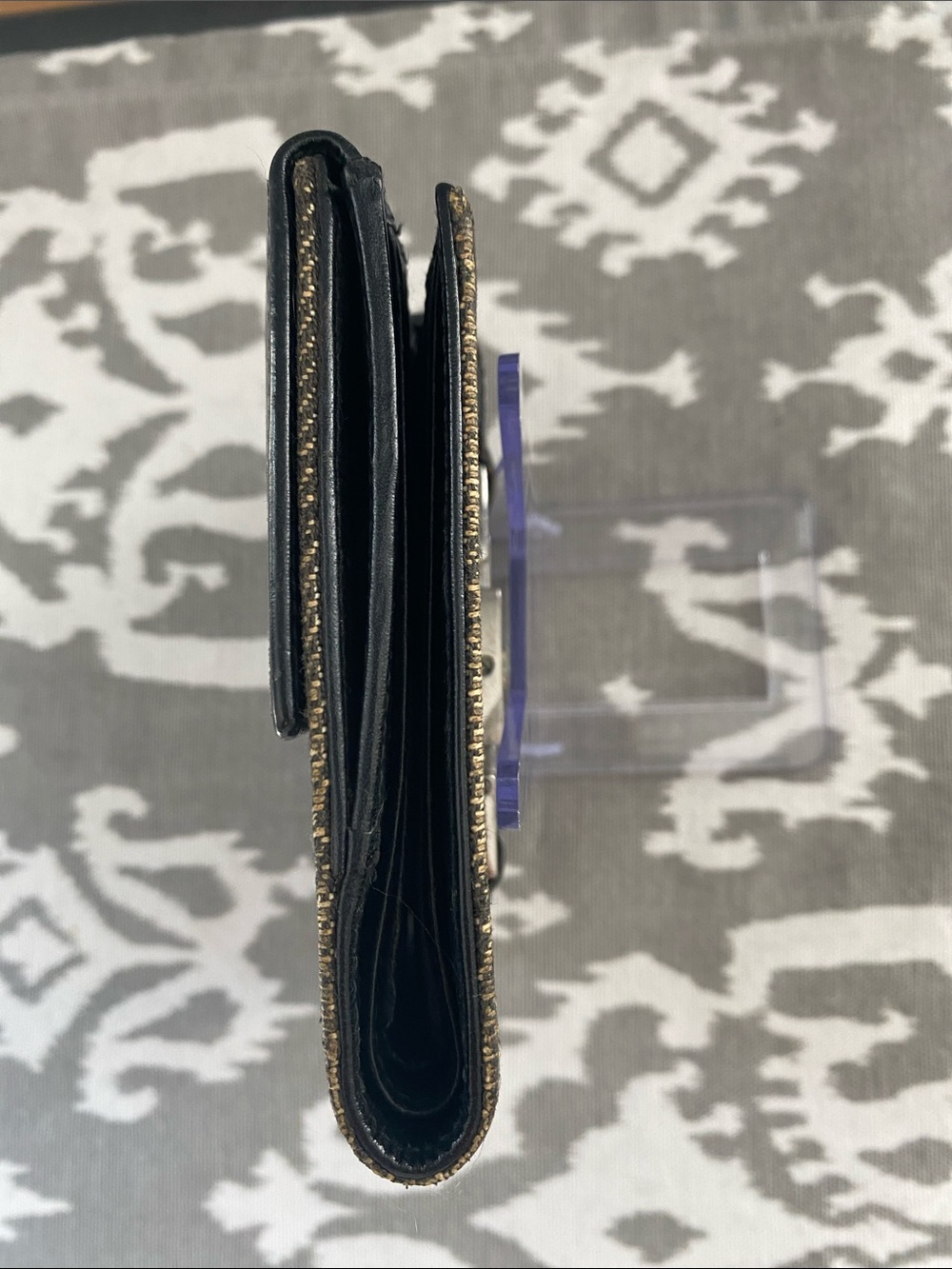 Gucci Jackie GG Canvas Black Leather Compact Wallet - Picture 9 of 10